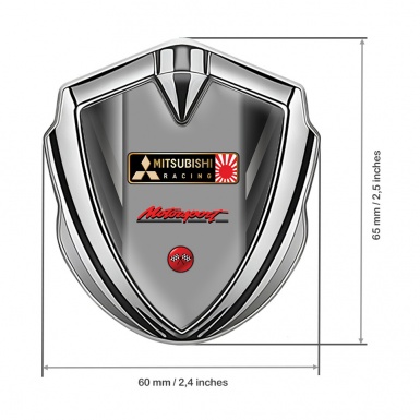 Mitsubishi Bodyside Emblem Self Adhesive Silver Grey Stripes Racing Flags