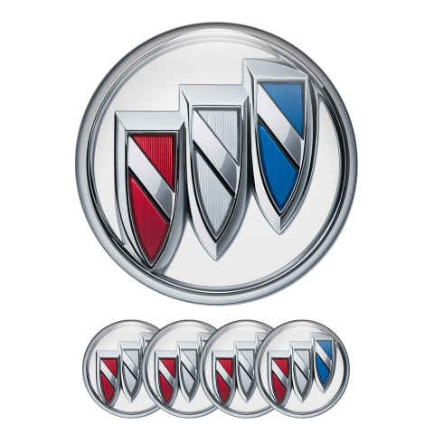 Buick Silicone Stickers Wheel Center Cap White with Multicolour Logo