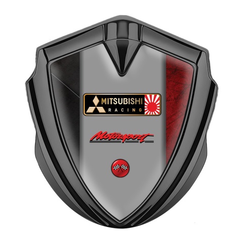 Mitsubishi Metal Emblem Self Adhesive Graphite Multicolor Base Racing