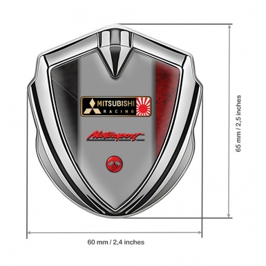 Mitsubishi Metal Emblem Self Adhesive Silver Multicolor Base Racing