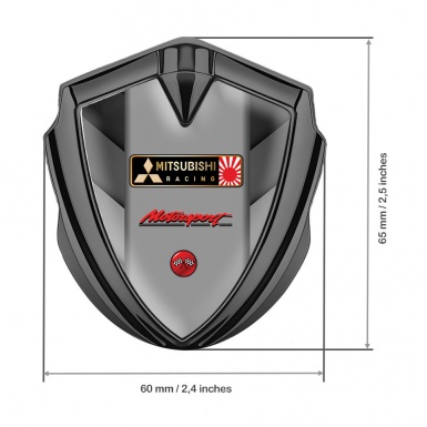 Mitsubishi Metal 3D Domed Emblem Graphite Grey Shades Racing Logo