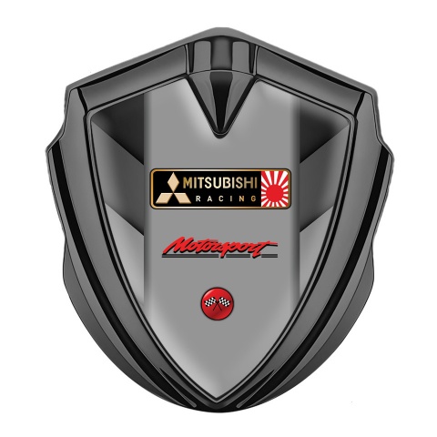 Mitsubishi Metal 3D Domed Emblem Graphite Grey Shades Racing Logo