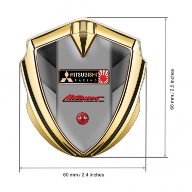 Mitsubishi Metal 3D Domed Emblem Gold Grey Shades Racing Logo