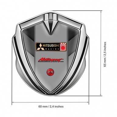 Mitsubishi Metal 3D Domed Emblem Silver Grey Shades Racing Logo