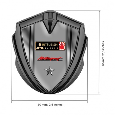 Mitsubishi Bodyside Badge Self Adhesive Graphite Metallic Frame Racing Logo