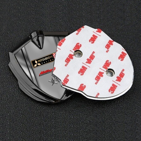 Mitsubishi Bodyside Badge Self Adhesive Graphite Metallic Frame Racing Logo