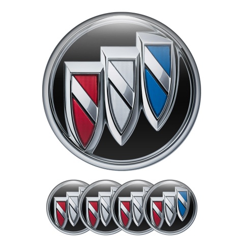Buick Silicone Stickers Wheel Center Cap Black with Multicolour Logo