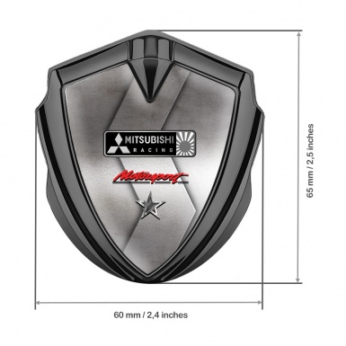 Mitsubishi Fender Emblem Badge Graphite Metal Sheet Motorsport Edition