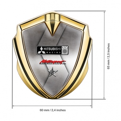 Mitsubishi Fender Emblem Badge Gold Metal Sheet Motorsport Edition