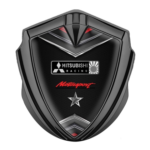 Mitsubishi Emblem Trunk Badge Graphite Fine Mesh Motorsport Star