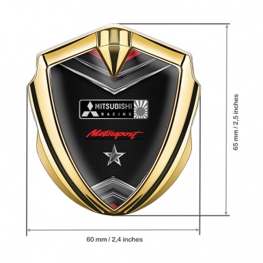 Mitsubishi Emblem Trunk Badge Gold Fine Mesh Motorsport Star
