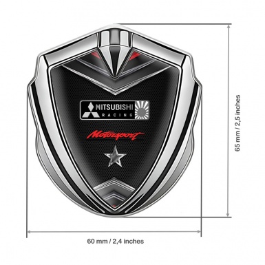 Mitsubishi Emblem Trunk Badge Silver Fine Mesh Motorsport Star