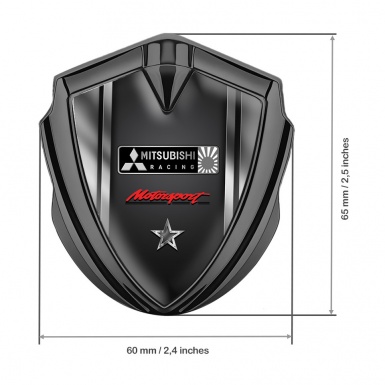 Mitsubishi Emblem Self Adhesive Graphite Metal Frame Motorsport Star