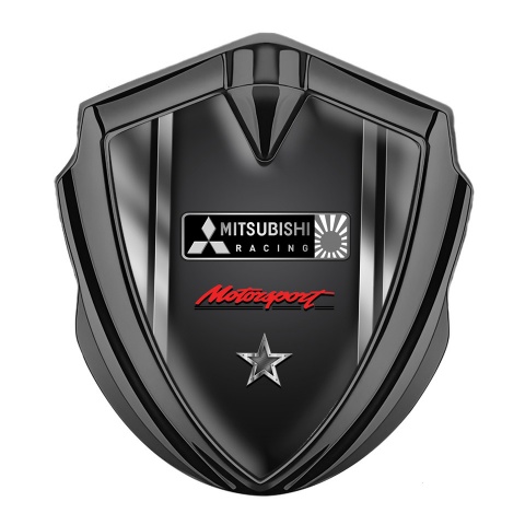 Mitsubishi Emblem Self Adhesive Graphite Metal Frame Motorsport Star