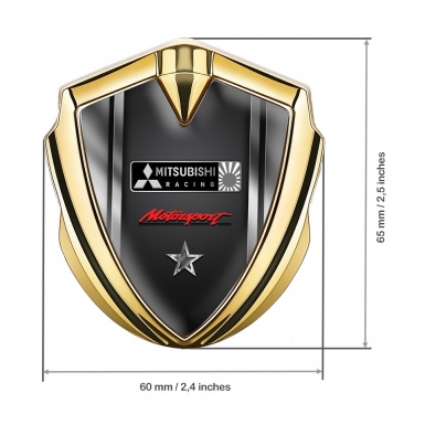 Mitsubishi Emblem Self Adhesive Gold Metal Frame Motorsport Star