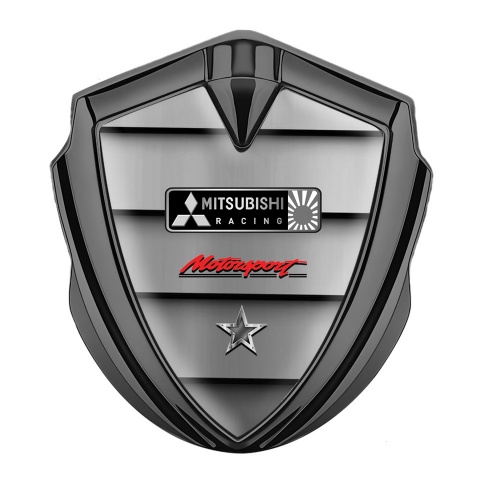 Mitsubishi Bodyside Emblem Badge Graphite Metal Panels Racing Logo