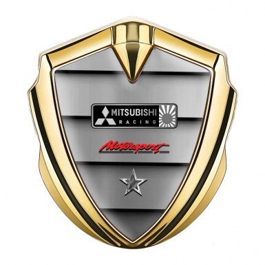 Mitsubishi Bodyside Emblem Badge Gold Metal Panels Racing Logo