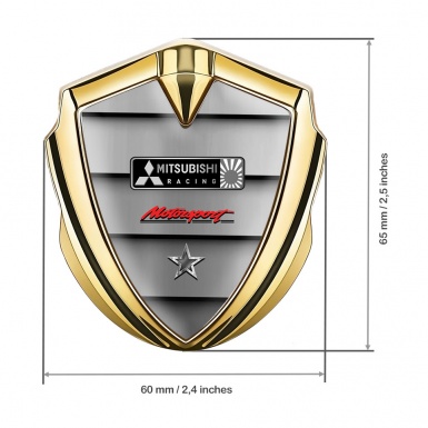 Mitsubishi Bodyside Emblem Badge Gold Metal Panels Racing Logo