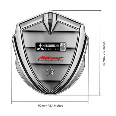 Mitsubishi Bodyside Emblem Badge Silver Metal Panels Racing Logo