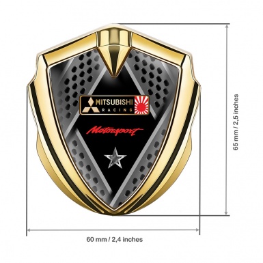 Mitsubishi Trunk Emblem Badge Gold Multi Panels Bronze Racing Design