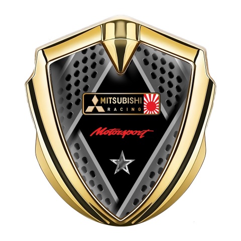 Mitsubishi Trunk Emblem Badge Gold Multi Panels Bronze Racing Design