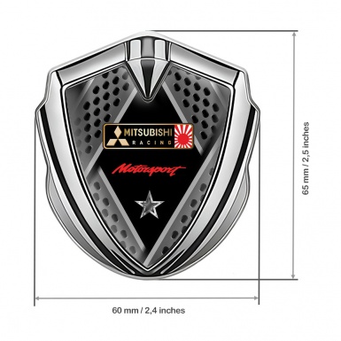Mitsubishi Trunk Emblem Badge Silver Multi Panels Bronze Racing Design