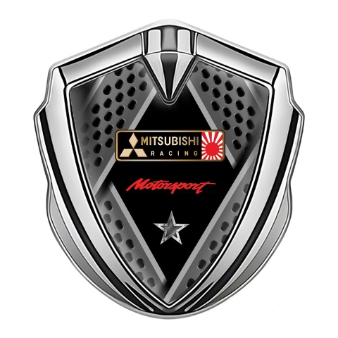Mitsubishi Trunk Emblem Badge Silver Multi Panels Bronze Racing Design