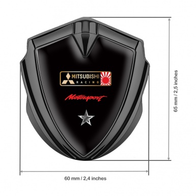 Mitsubishi Emblem Car Badge Graphite Black Background Racing Motif
