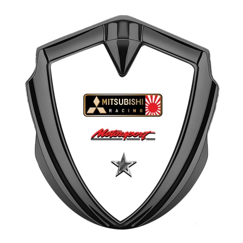 Mitsubishi Bodyside Domed Emblem Graphite White Base Motorsport Design
