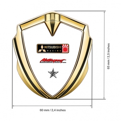 Mitsubishi Bodyside Domed Emblem Gold White Base Motorsport Design