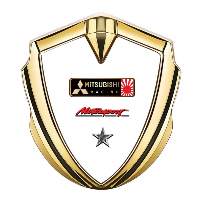 Mitsubishi Bodyside Domed Emblem Gold White Base Motorsport Design