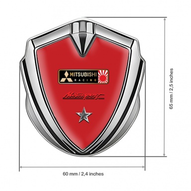 Mitsubishi Bodyside Emblem Self Adhesive Silver Red Base Sport Edition