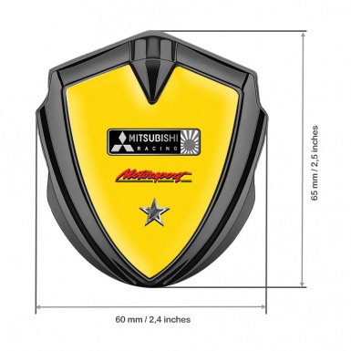 Mitsubishi Metal Emblem Self Adhesive Graphite Yellow Base Star Design