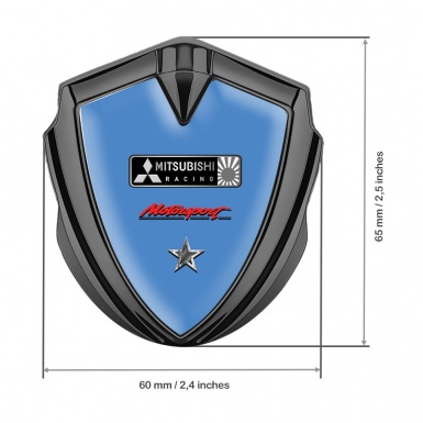 Mitsubishi Metal 3D Domed Emblem Graphite Pastel Blue Motorsport Edition