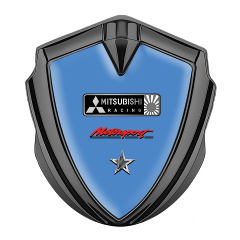 Mitsubishi Metal 3D Domed Emblem Graphite Pastel Blue Motorsport Edition