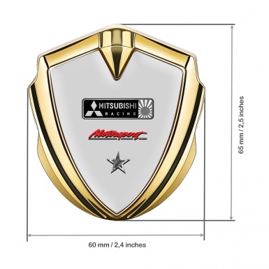 Mitsubishi Bodyside Badge Self Adhesive Gold Grey Base Motorsport Motif