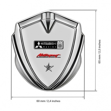 Mitsubishi Bodyside Badge Self Adhesive Silver Grey Base Motorsport Motif
