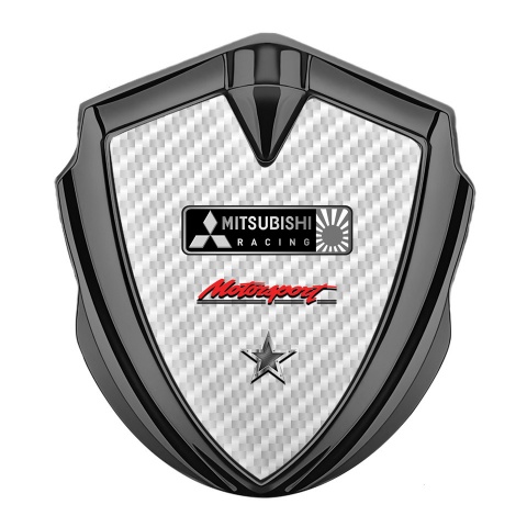 Mitsubishi Emblem Badge Self Adhesive Graphite White Carbon Star Design
