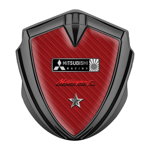 Mitsubishi Emblem Fender Badge Graphite Red Carbon Monochrome Logo