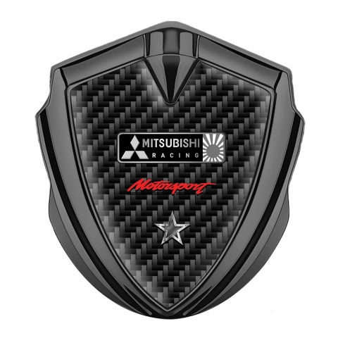 Mitsubishi Fender Emblem Badge Graphite Black Carbon Sport Star Edition
