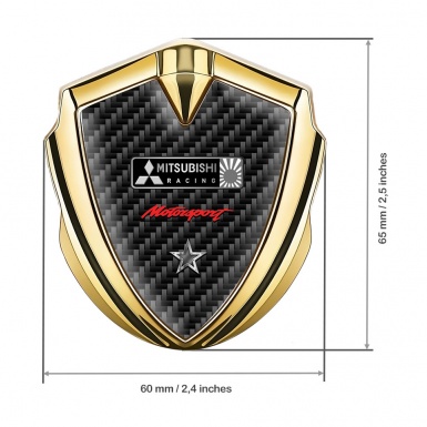 Mitsubishi Fender Emblem Badge Gold Black Carbon Sport Star Edition