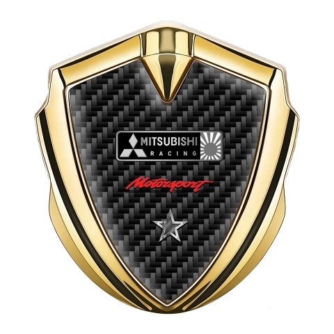 Mitsubishi Fender Emblem Badge Gold Black Carbon Sport Star Edition