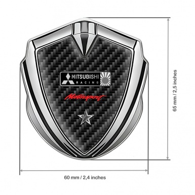 Mitsubishi Fender Emblem Badge Silver Black Carbon Sport Star Edition