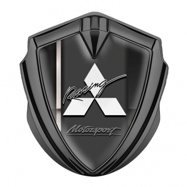 Mitsubishi Emblem Self Adhesive Graphite Dark Base White Racing Stripe
