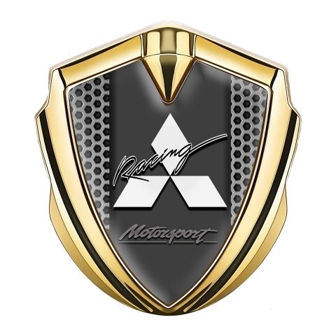 Mitsubishi Bodyside Emblem Badge Gold Grey Hex Motorsport Logo