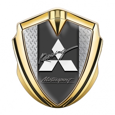 Mitsubishi Trunk Emblem Badge Gold Treadplate Racing Logo Edition