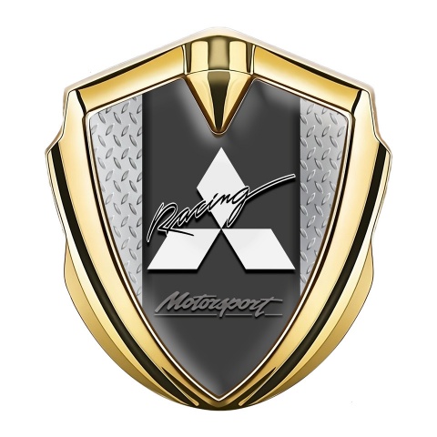 Mitsubishi Trunk Emblem Badge Gold Treadplate Racing Logo Edition
