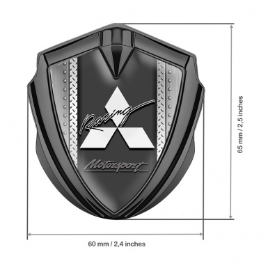 Mitsubishi Emblem Car Badge Graphite Riveted Frame Racing Logo Design
