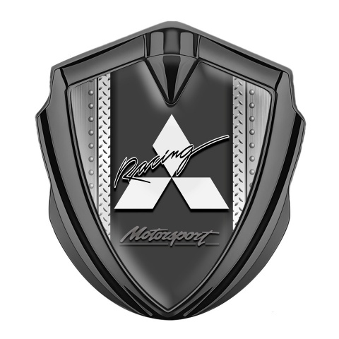 Mitsubishi Emblem Car Badge Graphite Riveted Frame Racing Logo Design