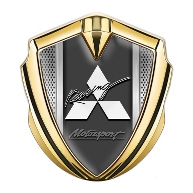 Mitsubishi Emblem Car Badge Gold Riveted Frame Racing Logo Design